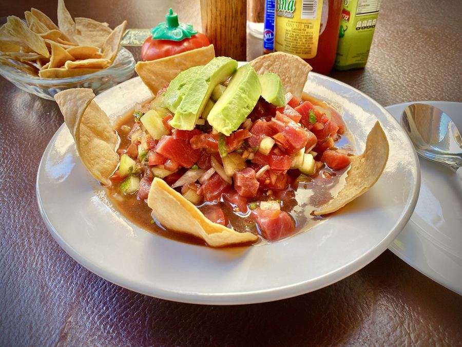 Fish ceviche with avocado, a Pacific-coast staple