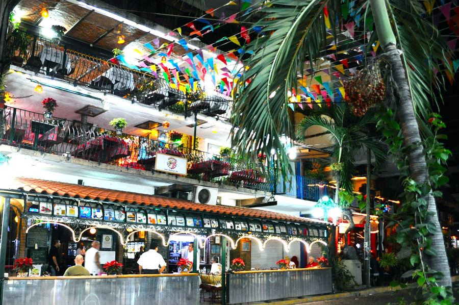 A Puerto Vallarta restaurant at night in December