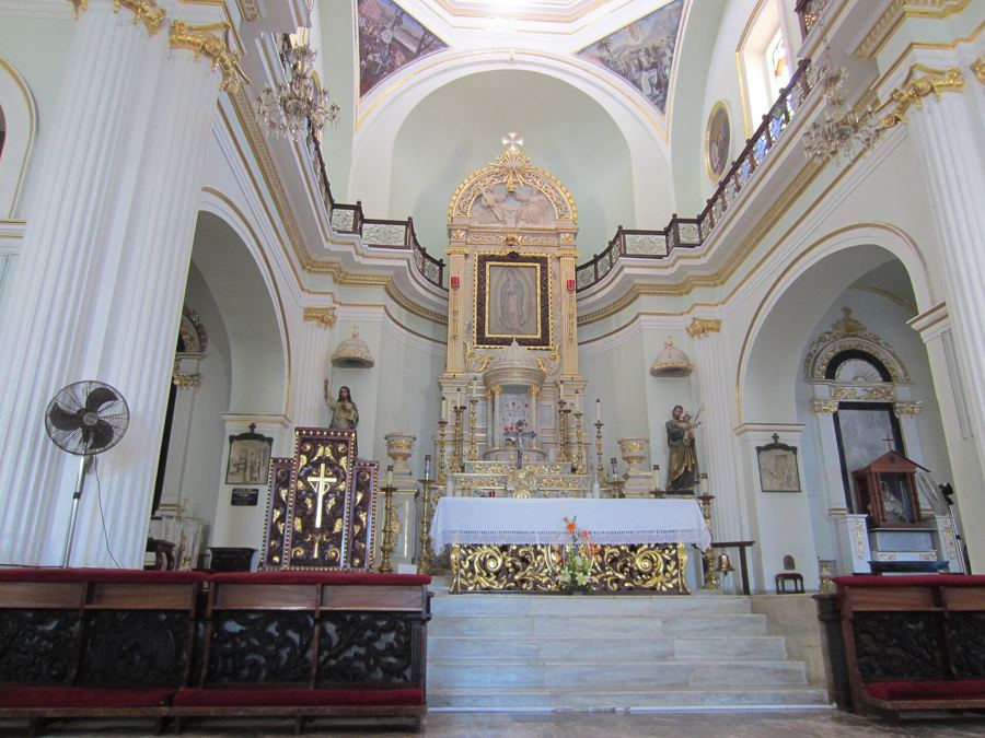 Inside the church, where the pilgrimages arrive each night